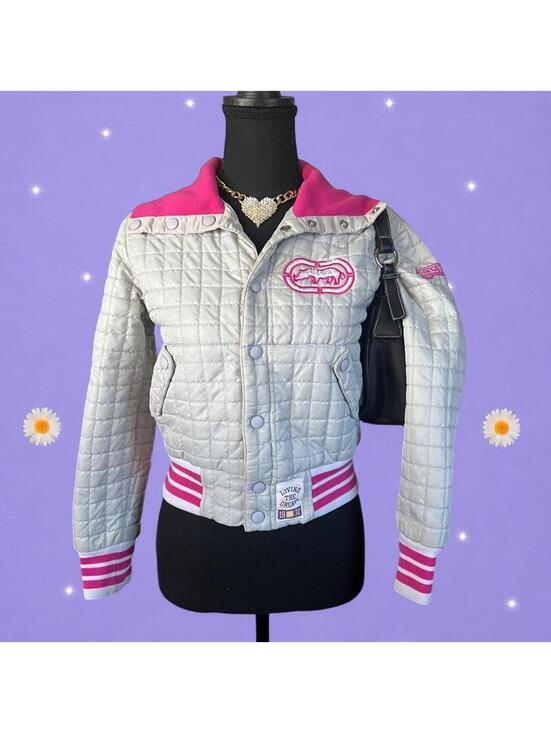 Jackets & Blazers - Vintage Y2K Ecko Red Quilted Bomber Jacket McBling Fairy Size Large Fits Small